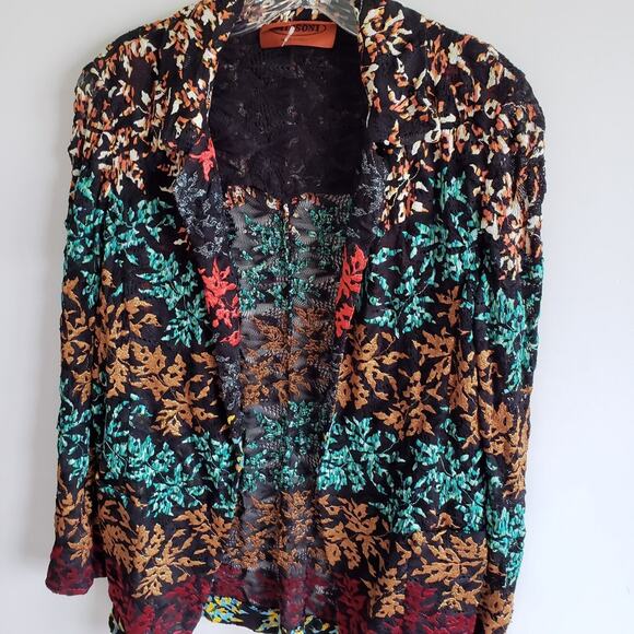 NEW $3150 Missoni Orange Label Metallic Embroidered Leaf Print Crochet Jacket - Picture 6 of 10